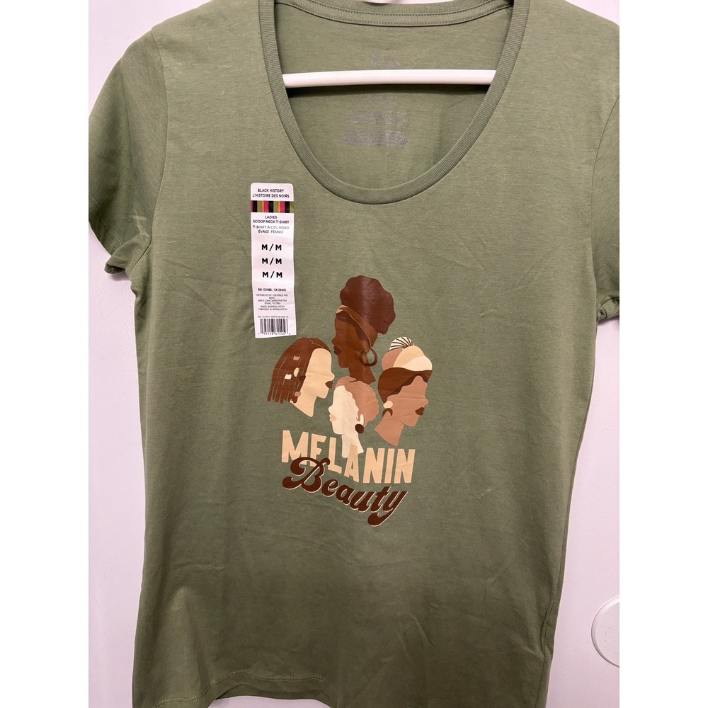 NWT Black History M Women's Sage Graphic Tee 38x26 100% Cotton "Melanin Beauty"